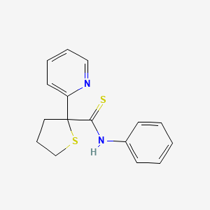 molecular formula C16H16N2S2 B14338603 N-Phenyl-2-(pyridin-2-yl)thiolane-2-carbothioamide CAS No. 104489-64-7