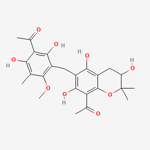 molecular formula C24H28O9 B14338684 Mallotochromanol CAS No. 102904-16-5