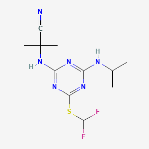 molecular formula C11H16F2N6S B14338719 Propanenitrile, 2-((4-((difluoromethyl)thio)-6-((1-methylethyl)amino)-1,3,5-triazin-2-yl)amino)-2-methyl- CAS No. 103428-03-1