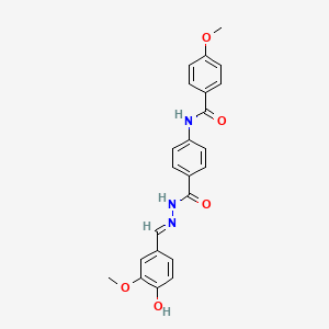 molecular formula C23H21N3O5 B14339084 N-[(E)-(4-hydroxy-3-methoxyphenyl)methylideneamino]-4-[(4-methoxybenzoyl)amino]benzamide CAS No. 100278-35-1