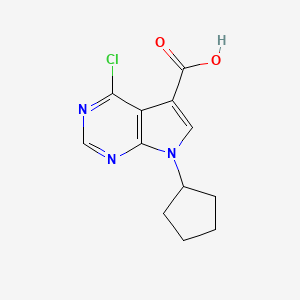 molecular formula C12H12ClN3O2 B1433954 4-Chloro-7-cyclopentyl-7H-pyrrolo[2,3-D] pyrimidine-5-carboxylic acid CAS No. 852219-10-4