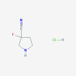 molecular formula C5H8ClFN2 B1433961 3-Fluoropyrrolidine-3-carbonitrile hydrochloride CAS No. 1363405-64-4