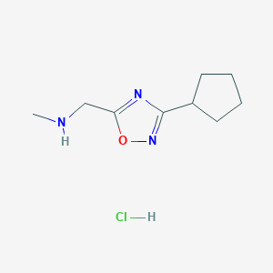 molecular formula C9H16ClN3O B1433970 1-(3-cyclopentyl-1,2,4-oxadiazol-5-yl)-N-methylmethanamine hydrochloride CAS No. 1807988-35-7
