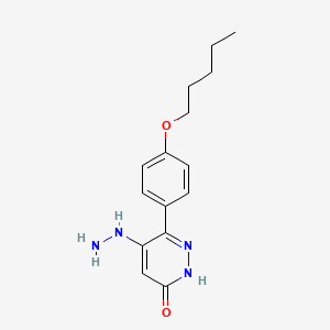 molecular formula C15H20N4O2 B14339772 5-Hydrazinyl-6-(4-(pentyloxy)phenyl)pyridazin-3(2H)-one CAS No. 94100-03-5