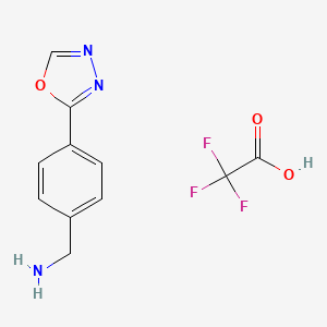 molecular formula C11H10F3N3O3 B1433985 [4-(1,3,4-Oxadiazol-2-yl)phenyl]methanamine; trifluoroacetic acid CAS No. 1803571-67-6