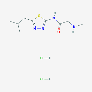 molecular formula C9H18Cl2N4OS B1433990 2-(methylamino)-N-[5-(2-methylpropyl)-1,3,4-thiadiazol-2-yl]acetamide dihydrochloride CAS No. 1803600-87-4