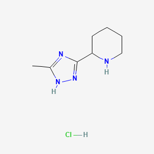 molecular formula C8H15ClN4 B1434011 2-(5-methyl-1H-1,2,4-triazol-3-yl)piperidine hydrochloride CAS No. 1803593-85-2