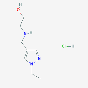 molecular formula C8H16ClN3O B1434019 2-{[(1-ethyl-1H-pyrazol-4-yl)methyl]amino}ethan-1-ol hydrochloride CAS No. 1803590-27-3