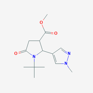 molecular formula C14H21N3O3 B1434020 methyl 1-tert-butyl-2-(1-methyl-1H-pyrazol-4-yl)-5-oxopyrrolidine-3-carboxylate CAS No. 1803562-34-6