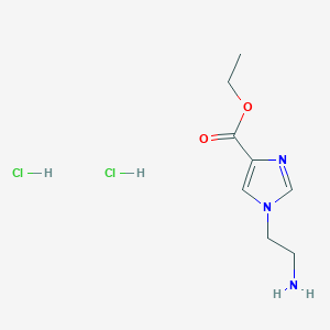 molecular formula C8H15Cl2N3O2 B1434032 ethyl 1-(2-aminoethyl)-1H-imidazole-4-carboxylate dihydrochloride CAS No. 1787868-42-1