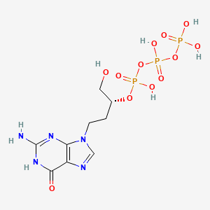 molecular formula C9H16N5O12P3 B14340561 Triphosphoric acid, monoester with 2-amino-9-(3,4-dihydroxybutyl)-1,9-dihydro-6H-purin-6-one, (R)- CAS No. 101232-26-2
