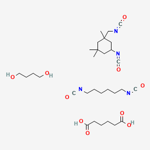 molecular formula C30H50N4O10 B14340599 Butane-1,4-diol;1,6-diisocyanatohexane;hexanedioic acid;5-isocyanato-1-(isocyanatomethyl)-1,3,3-trimethylcyclohexane CAS No. 107934-19-0