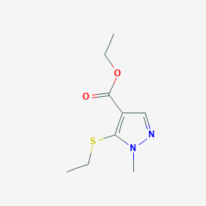 molecular formula C9H14N2O2S B14340632 Ethyl 5-(ethylsulfanyl)-1-methyl-1H-pyrazole-4-carboxylate CAS No. 105958-91-6