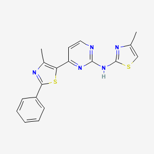 molecular formula C18H15N5S2 B1434065 N-(4-甲基-1,3-噻唑-2-基)-4-(4-甲基-2-苯基-1,3-噻唑-5-基)嘧啶-2-胺 CAS No. 1823183-21-6