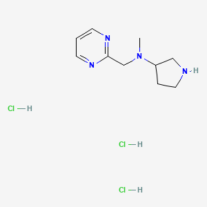 molecular formula C10H19Cl3N4 B1434120 N-methyl-N-(pyrimidin-2-ylmethyl)pyrrolidin-3-amine trihydrochloride CAS No. 1803581-51-2