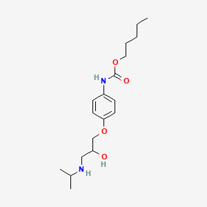 molecular formula C18H30N2O4 B14341209 Carbamic acid, (4-(2-hydroxy-3-((1-methylethyl)amino)propoxy)phenyl)-, pentyl ester CAS No. 102417-21-0