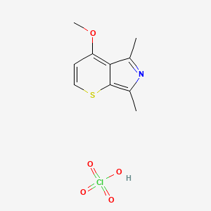 molecular formula C10H12ClNO5S B14341406 4-Methoxy-5,7-dimethylthiopyrano[2,3-c]pyrrole;perchloric acid CAS No. 93217-86-8