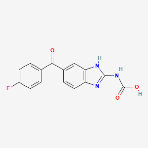 molecular formula C15H10FN3O3 B14341417 [6-(4-fluorobenzoyl)-1H-benzimidazol-2-yl]carbamic acid CAS No. 93673-83-7