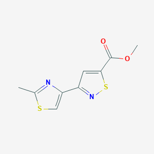 molecular formula C9H8N2O2S2 B14341498 Methyl 3-(2-methyl-1,3-thiazol-4-yl)-1,2-thiazole-5-carboxylate CAS No. 106251-57-4