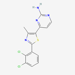molecular formula C14H10Cl2N4S B1434157 4-[2-(2,3-Dichlorophenyl)-4-methyl-1,3-thiazol-5-yl]pyrimidin-2-amine CAS No. 499795-85-6