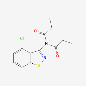 molecular formula C13H13ClN2O2S B14341654 N-(4-Chloro-1,2-benzothiazol-3-yl)-N-propanoylpropanamide CAS No. 96360-23-5