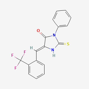 molecular formula C17H11F3N2OS B1434168 2-Mercapto-3-phenyl-5-[2-(trifluoromethyl)benzylidene]-3,5-dihydro-4H-imidazol-4-one CAS No. 905528-52-1