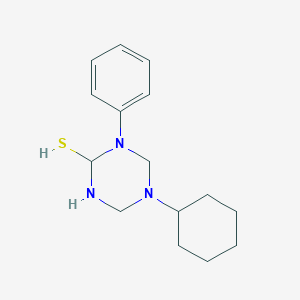 molecular formula C15H23N3S B1434170 5-Cyclohexyl-1-phenyl-1,3,5-triazinane-2-thiol CAS No. 1858250-41-5
