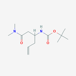 molecular formula C13H24N2O3 B1434183 N-Boc-(+/-)-3-amino-hex-5-endimethylamide CAS No. 1379812-27-7