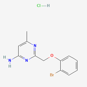 molecular formula C12H13BrClN3O B14341852 Pyrimidine, 4-amino-2-((2-bromophenoxy)methyl)-6-methyl-, hydrochloride CAS No. 102207-67-0