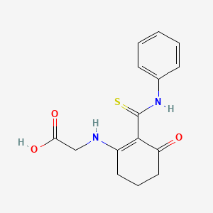 molecular formula C15H16N2O3S B14342102 N-[3-Oxo-2-(phenylcarbamothioyl)cyclohex-1-en-1-yl]glycine CAS No. 93375-45-2