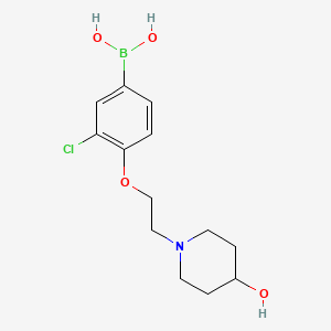 molecular formula C13H19BClNO4 B1434221 (3-氯-4-(2-(4-羟基哌啶-1-基)乙氧基)苯)硼酸 CAS No. 1704080-96-5