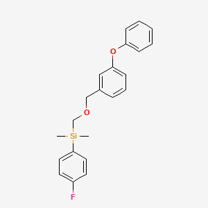 molecular formula C22H23FO2Si B14342267 Silane, (4-fluorophenyl)dimethyl(((3-phenoxyphenyl)methoxy)methyl)- CAS No. 99503-12-5