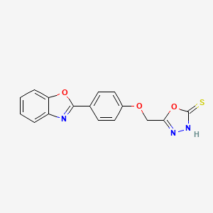 molecular formula C16H11N3O3S B14342420 1,3,4-Oxadiazole-2(3H)-thione, 5-((4-(2-benzoxazolyl)phenoxy)methyl)- CAS No. 100476-50-4