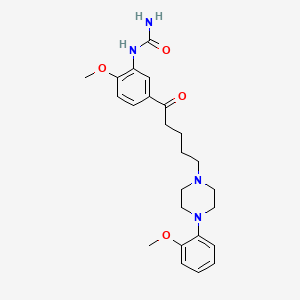 molecular formula C24H32N4O4 B14342474 Urea, (2-methoxy-5-(5-(4-(2-methoxyphenyl)-1-piperazinyl)-1-oxopentyl)phenyl)- CAS No. 100077-93-8