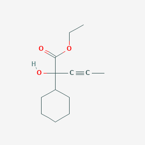 molecular formula C13H20O3 B14342854 Ethyl 2-cyclohexyl-2-hydroxypent-3-ynoate CAS No. 92956-99-5