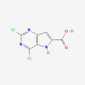 molecular formula C7H3Cl2N3O2 B1434291 2,4-dichloro-5H-pyrrolo[3,2-d]pyrimidine-6-carboxylic acid CAS No. 1781241-35-7