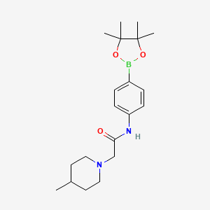 molecular formula C20H31BN2O3 B1434294 2-(4-methylpiperidin-1-yl)-N-(4-(4,4,5,5-tetramethyl-1,3,2-dioxaborolan-2-yl)phenyl)acetamide CAS No. 1704120-84-2