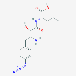molecular formula C16H23N5O4 B143431 (3-Amino-2-hydroxy-4-(para-azidophenyl)-butanoyl)leucine CAS No. 139915-04-1
