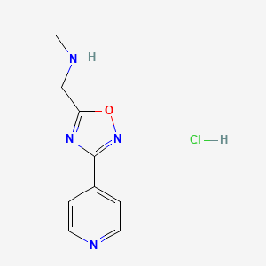 molecular formula C9H11ClN4O B1434311 N-methyl-1-(3-pyridin-4-yl-1,2,4-oxadiazol-5-yl)methanamine hydrochloride CAS No. 1638612-96-0