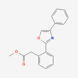 molecular formula C18H15NO3 B14343172 Benzeneacetic acid, 2-(4-phenyl-2-oxazolyl)-, methyl ester CAS No. 104907-36-0
