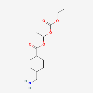 molecular formula C13H23NO5 B14343308 Cyclohexanecarboxylic acid, 4-(aminomethyl)-, 1-((ethoxycarbonyl)oxy)ethyl ester, trans- CAS No. 104418-78-2