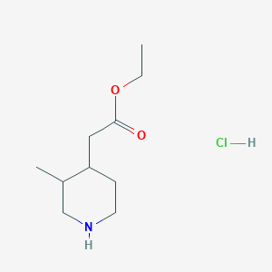 molecular formula C10H20ClNO2 B1434356 Ethyl 2-(3-methylpiperidin-4-yl)acetate hydrochloride CAS No. 1630907-26-4