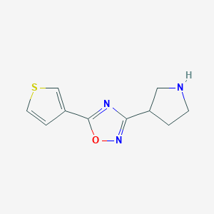 molecular formula C10H11N3OS B1434373 3-(Pyrrolidin-3-yl)-5-(thiophen-3-yl)-1,2,4-oxadiazole CAS No. 1955520-48-5