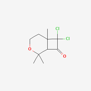 molecular formula C10H14Cl2O2 B14343736 7,7-Dichloro-2,2,6-trimethyl-3-oxabicyclo[4.2.0]octan-8-one CAS No. 92958-26-4