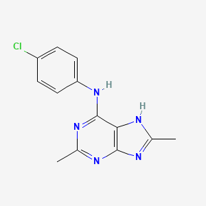 molecular formula C13H12ClN5 B14343742 N-(4-chlorophenyl)-2,8-dimethyl-7H-purin-6-amine CAS No. 96883-33-9