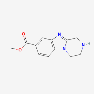 molecular formula C12H13N3O2 B1434380 Methyl 1,2,3,4-tetrahydrobenzo[4,5]imidazo[1,2-a]pyrazine-8-carboxylate CAS No. 1955519-86-4