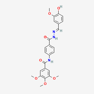molecular formula C25H25N3O7 B14343809 Benzoic acid, p-(3,4,5-trimethoxybenzamido)-, 2-(4-hydroxy-3-methoxybenzylidene)hydrazide CAS No. 100278-48-6