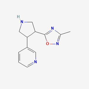 molecular formula C12H14N4O B1434399 3-Methyl-5-(4-(pyridin-3-yl)pyrrolidin-3-yl)-1,2,4-oxadiazole CAS No. 1955515-57-7