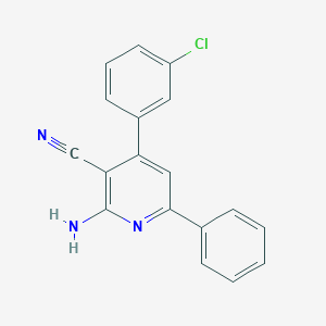molecular formula C18H12ClN3 B143440 2-Amino-4-(3-chlorophenyl)-6-phenylpyridine-3-carbonitrile CAS No. 126202-89-9