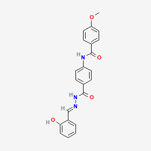 molecular formula C22H19N3O4 B14344148 N-[(E)-(2-hydroxyphenyl)methylideneamino]-4-[(4-methoxybenzoyl)amino]benzamide CAS No. 100278-36-2